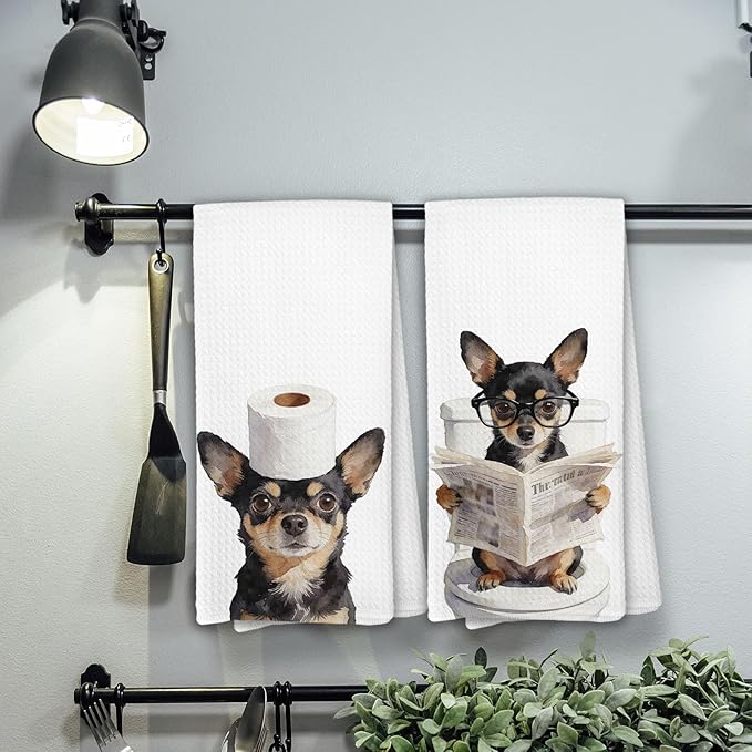 Dachshund Gifts Bathroom Towels Set of 2, Weiner Dog Decor, Funny Dachshund Hand Towel for Bathroom, Weiner Dog Gifts for Women