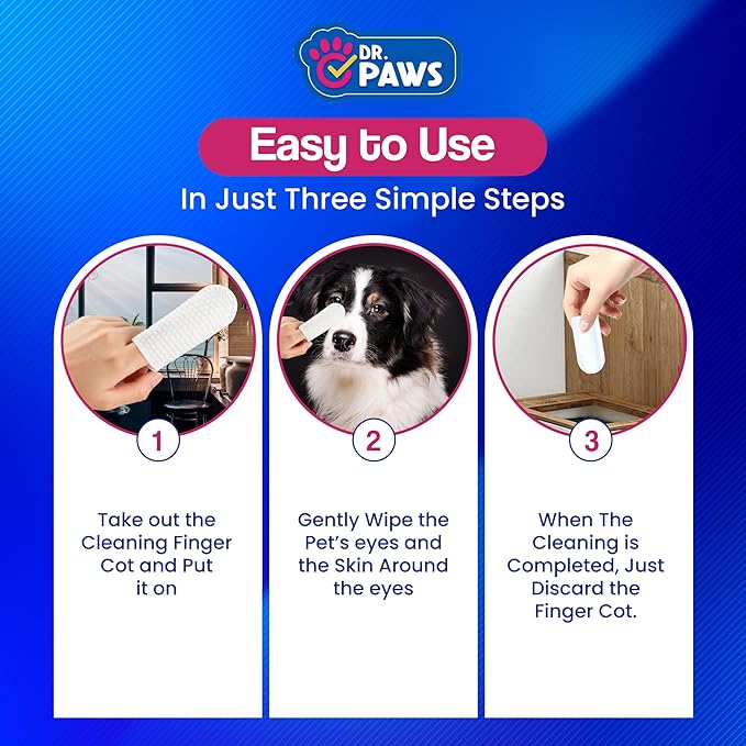 Pet Eye Cleansing Finger Wipes - Zero Irritation Formula Dog Eye Wipes, Eye Wipes for Dogs, Dog Eye Wipes Tear Stain Remover, Cat Eye Wipes, Dog Eye Wipes for Discharge & Crust