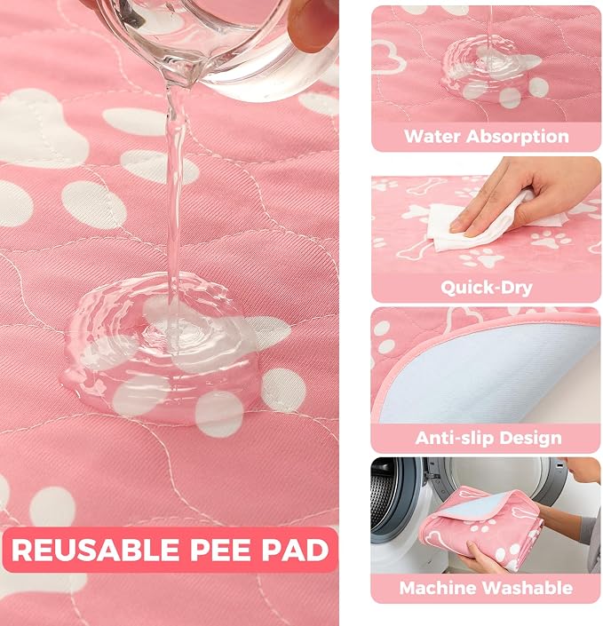 Homimp Portable Pet Playpen for Indoor Cats & Puppies, Foldable Dog Playpen Outdoor Tent Crate Cage with Pee Pad & Carry Bag, Pet Crate with Mesh Sides for Small Animals Travel, Pink S