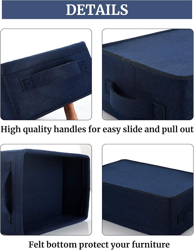 Small Storage Baskets Shelf Storage Baskets Navy Blue Fabric Storage Bin Narrow Storage Basket for Towels Dog Cat Toys Clothes Hats Belts Dippers Baby Toys Storage Basket Little