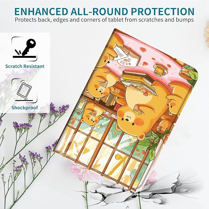 Case for Samsung Galaxy Tab S10 Ultra 2024/S9 Ultra 2023/S8 Ultra 2022 14.6", 360 Degree Rotating Stand with Multi-Angle Vertical Shockproof Protective Shell for Women Men, Bear Lunch
