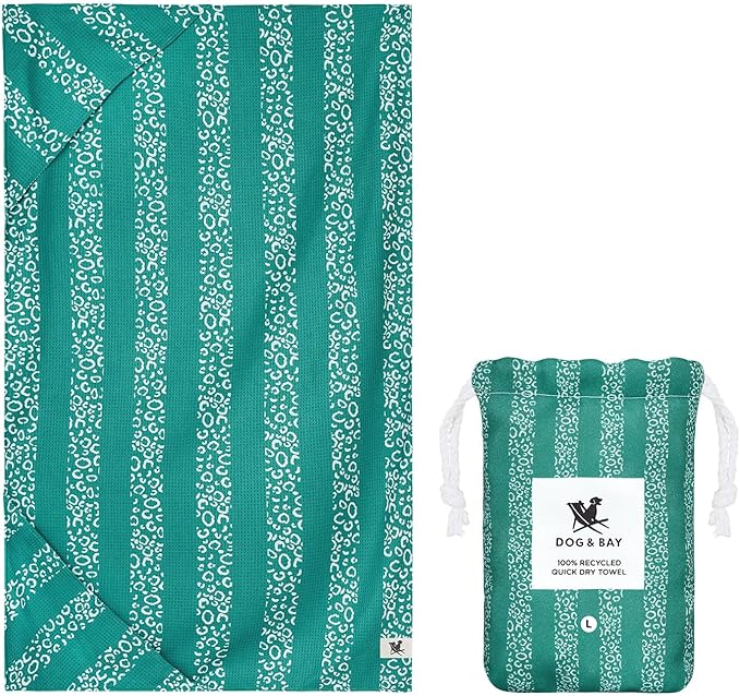 Dock & Bay Pet Towel - Super Absorbent & Quick Drying Dog Towels with Bag - 100% Recycled - Woofs Go Wild, Medium (90x50cm, 35x19)