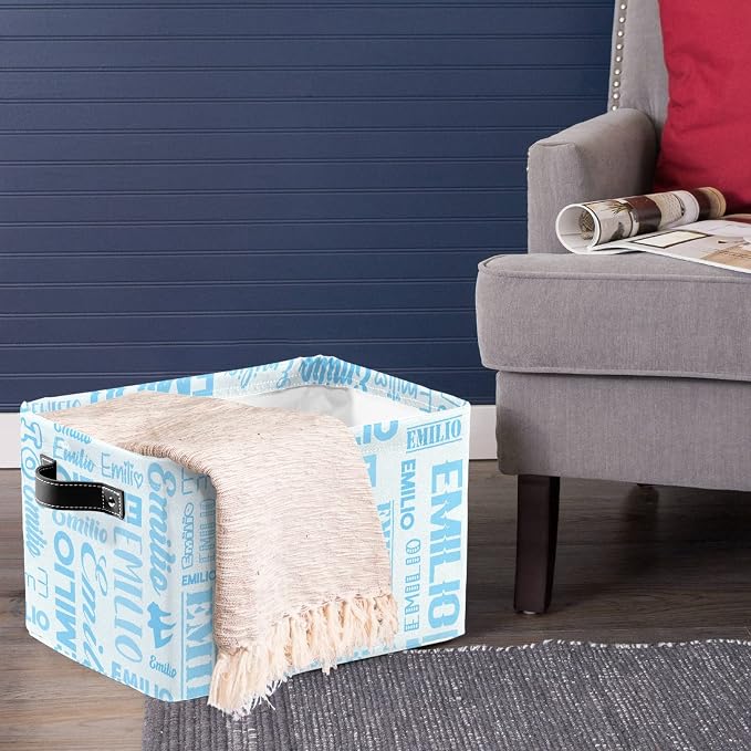 Personalized Toy Box Storage Bins for Boys Girls with Name, Kids Custom Storage Basket Cubes Organizer with Handles, Shelf Closet Storage Baskets Bin Customized Gift, 1 Pack
