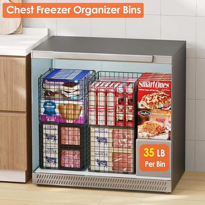 Cidaziya 4-Pack Metal Storage Crates, 32QT Stackable Collapsible Storage Bins with Handles, Black Heavy Duty Milk Crates for storage, Car, Garage, Home, Camping, Office