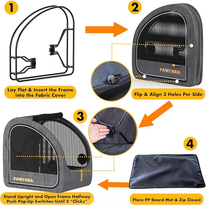 PAWZIDEA Portable Dog Crate for Car Travel, Medium & Large Dogs Up to 80lbs | Soft-Sided Dog Car Kennel for Backseat, Secures Seatbelt & Headrest Strap, Collapsible Enclosed Car Seat Carrier, Chew-Proof