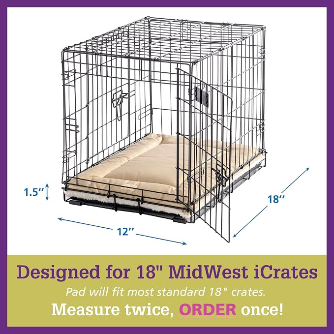 Pet Dreams Dog Crate Pad - Washable Kennel Mat, Crate Pads for Dog Cages, Non-Toxic, Flat Indoor Cat Bed, Fits iCrate 18, 24, 30, 36, 42, 48 Inches (Grey, X Small, 18")