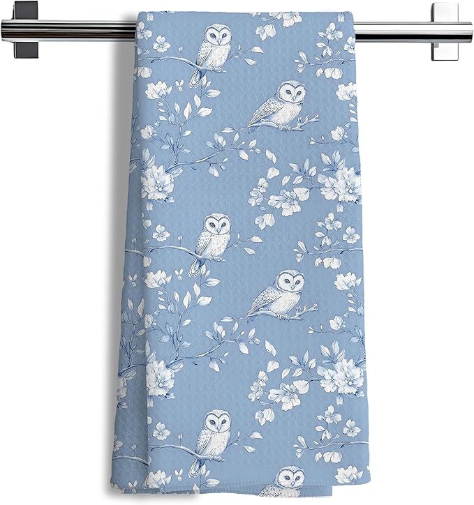 Blue Chinoiserie Bird Animal Print Decor Hand Towels,Blue and White Farmhouse Farm Animal Bathroom Decorative Hand Towel for Bath Room Washroom Restroom, 16x24 Inch