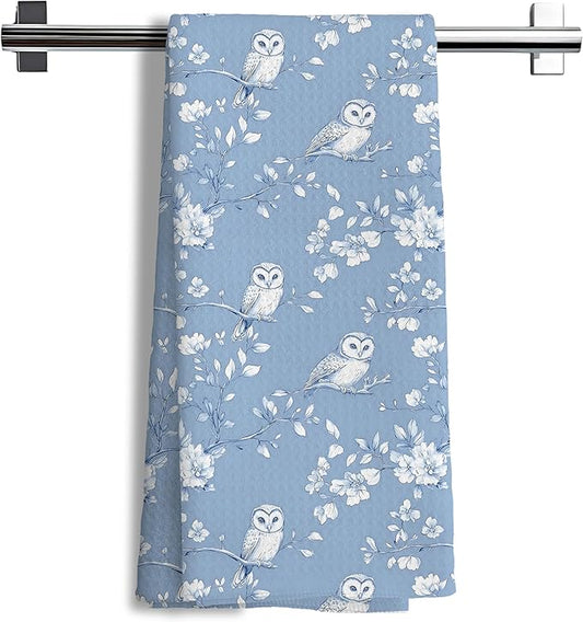 Blue Chinoiserie Bird Animal Print Decor Hand Towels,Blue and White Farmhouse Farm Animal Bathroom Decorative Hand Towel for Bath Room Washroom Restroom, 16x24 Inch
