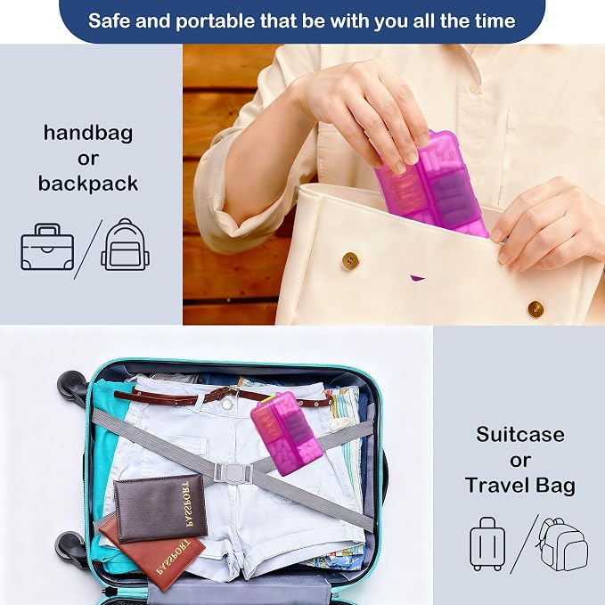 Extra Large Pill Organizer with 161 Medicine Labels, Travel Pill Case | Pink Extra large case with 10 compartments for 7-day pill planning, vitamins, supplements, and travel