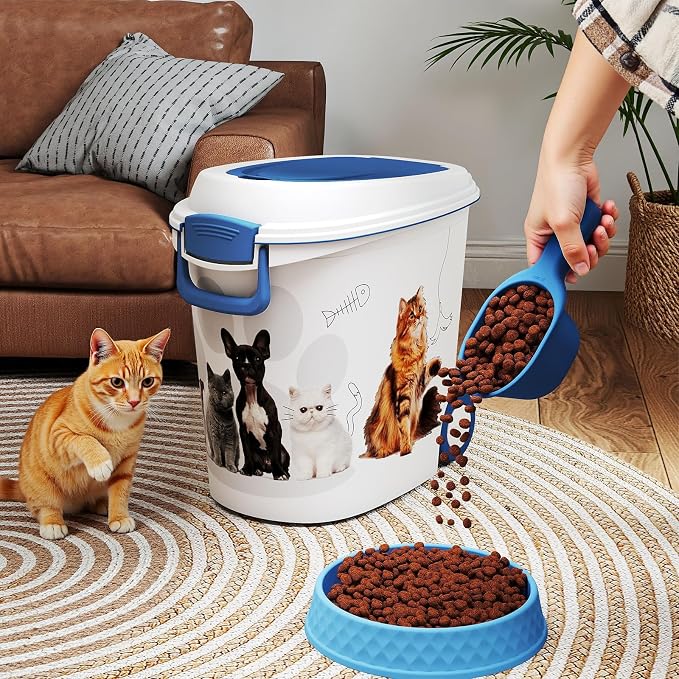 Food Storage Container Resin with Scoop and Wheels, Ideal Dog Food Storage Container for Pet Food