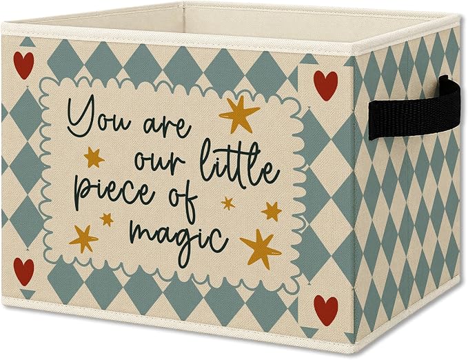 Inspirational Kids Cube Storage Bins with Handles, You Are Our Little Piece of Magic Nursery Collapsible Fabric Storage Basket Boxes Books Clothes Organizer for Girls Boys Room Bedroom