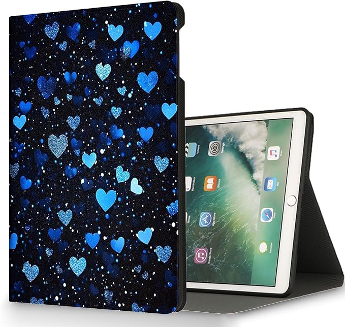 for Microsoft Surface Pro 7 Plus,Surface Pro 7/6/5/4 12.3" Tablet Case,Auto Wake/Sleep,Adjustable Stand Protective Cover - Blue Heart Glitter