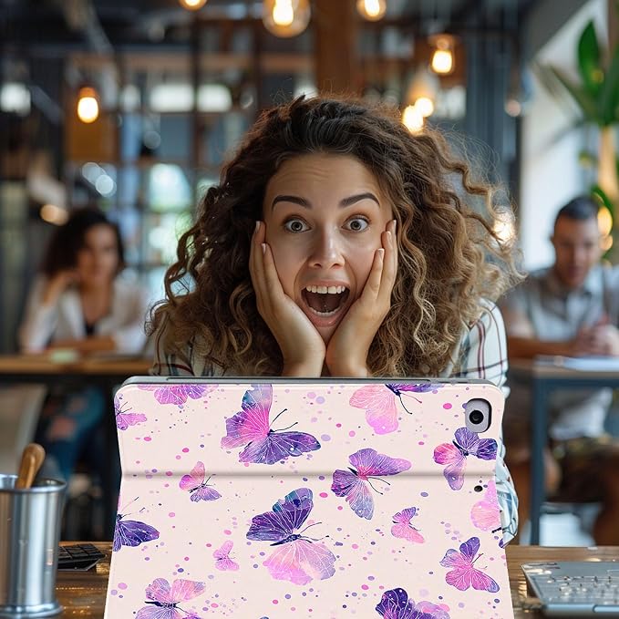 for Microsoft Surface Pro 7 Plus,Surface Pro 7/6/5/4 12.3" Tablet Case,Auto Wake/Sleep,Adjustable Stand Protective Cover - Watercolor Butterfly