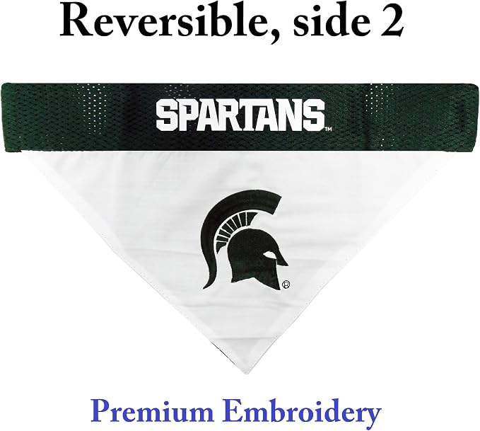 Pets First Collegiate Pet Accessories, Reversible Bandana, Michigan State Spartans, Small/Medium