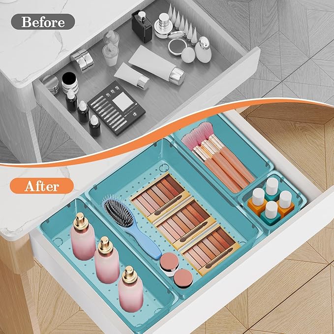 SpaceHacks 25 PCS Plastic Drawer Organizer, 4-Size Versatile Organizer Trays & storage Bins