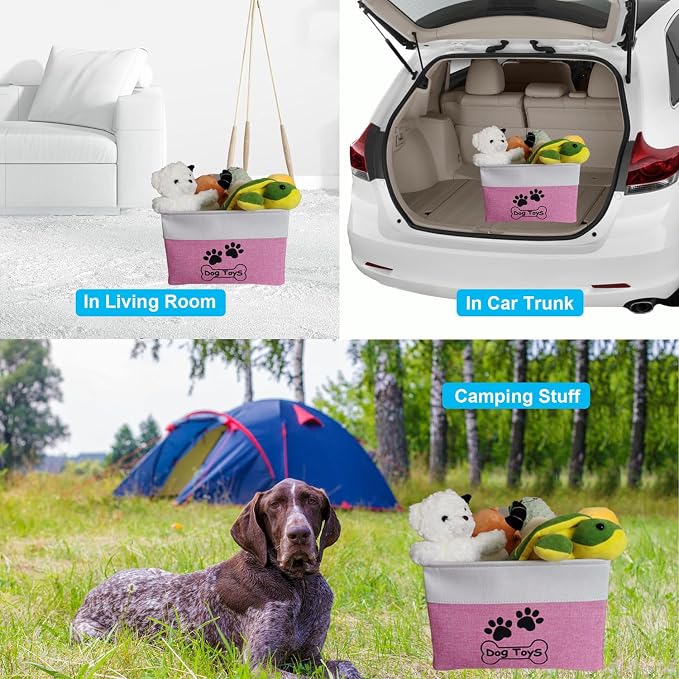 Dog Toy Basket Collapsible Dog Toy Box Foldable Dog Toy Bin for Dog Chew Toys