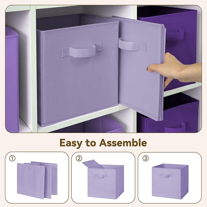 GRANNY SAYS 11 Inch Cube Storage Bins, Purple Gradient, 6-Pack | Collapsible Cube Storage Organizer with Thickened Base Plate, Sturdy Handles, Decorative Baskets for Shelves, Closet