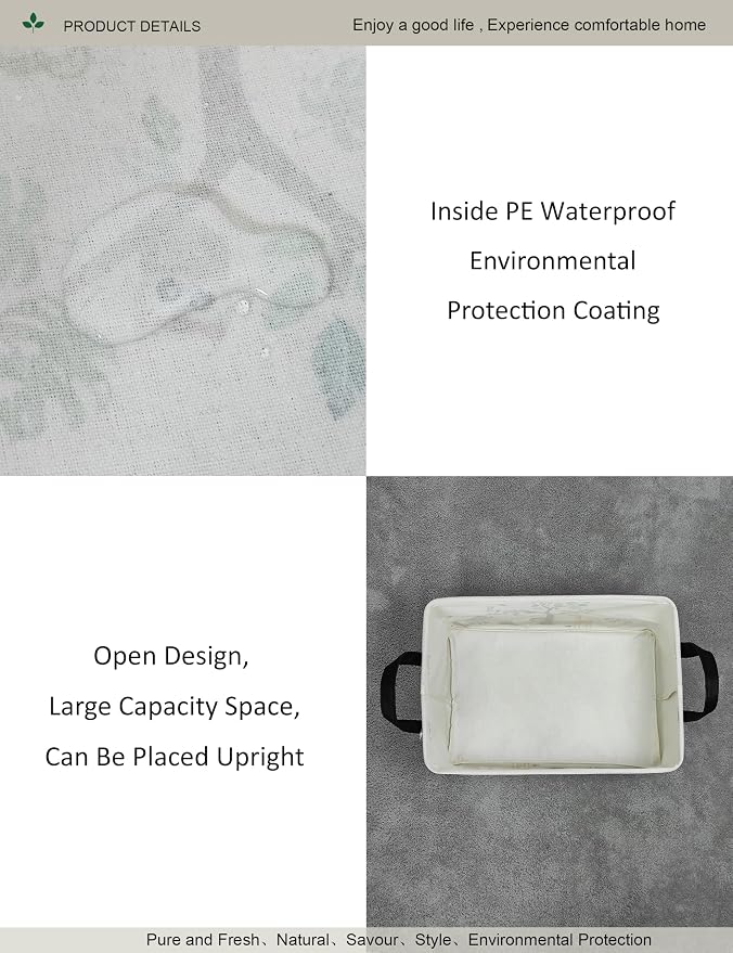 Rectangular Fabric Storage Bin, Foldable Tree Animals print Basket | Damp-proof canvas with reinforced stitched handles.Great for clothes,books & sundries in closets,playrooms,laundry rooms.