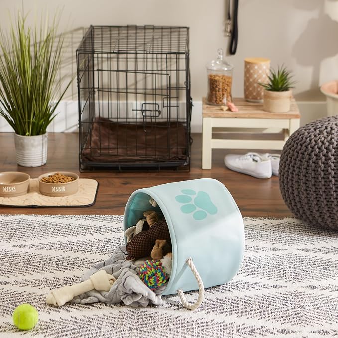 Bone Dry Pet Storage Collection Collapsible Bin, Small Round, Aqua