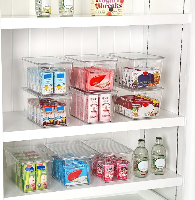 Vtopmart 12 Pack Clear Stackable Storage Bins with Lids, Medium