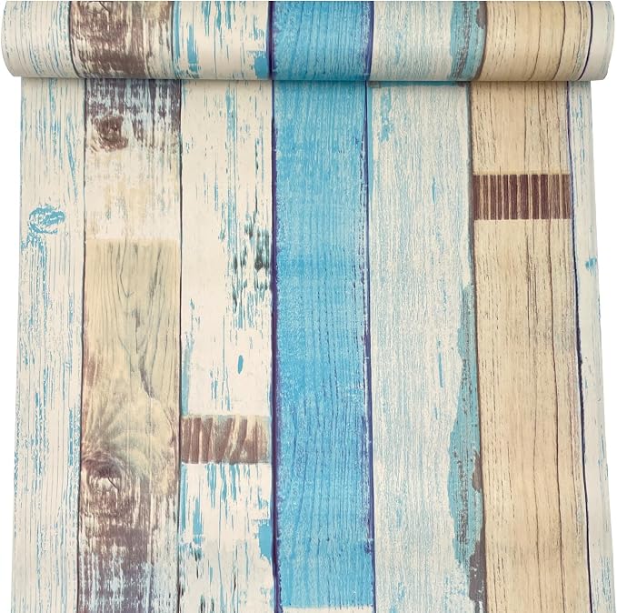 Yifely Colorful Wood Grain Furniture Paper Decorative Shelf Drawer Liner Self-Adhesive Door Sticker 17.7 Inch by 9.8 Feet