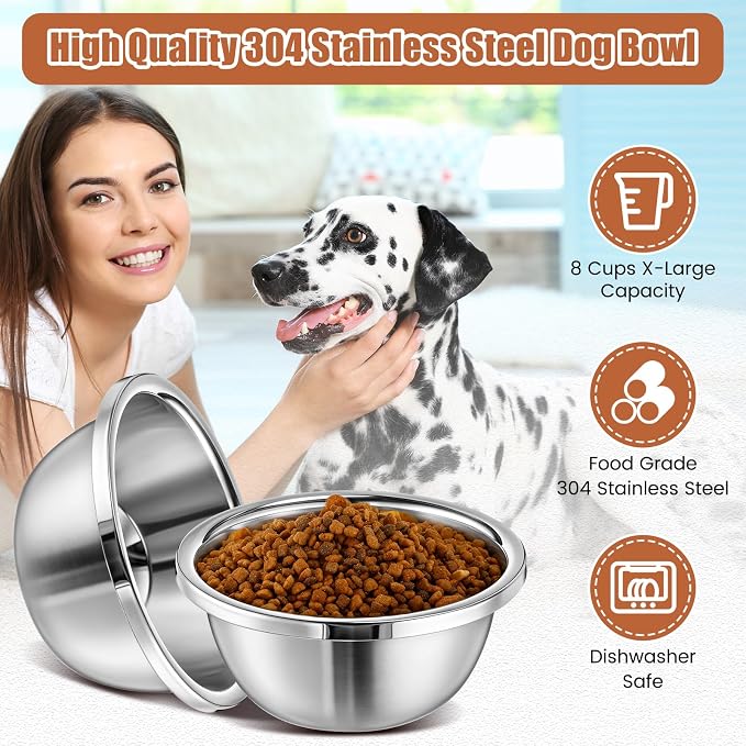 Ziliny 2 Set Acrylic Elevated Dog Bowls Stand 6.3" Tall Pet Acrylic Feeder Come with 2 Removable Stainless Steel Bowls for Large Dogs, Raised Durable Dog Bowl Pet Feeding Station