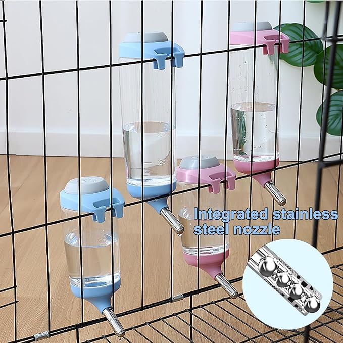 Dog Crate Water Bottle - 17 oz No Drip Kennel Pet Water Dispenser, Easy-to-Use Cage Water Bottle for Dogs, Cats, Small Animals, 500ML, Blue