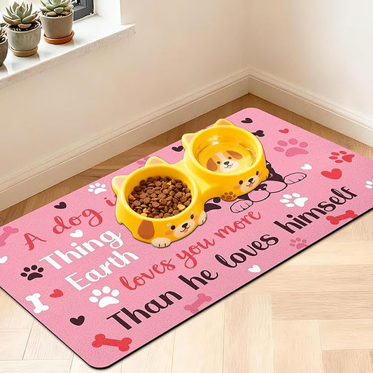 Pet Feeding Mat for Floors Waterproof Dog Mat for Food and Water Absorbent Quick Dry Non Slip mat for Cat Bowls