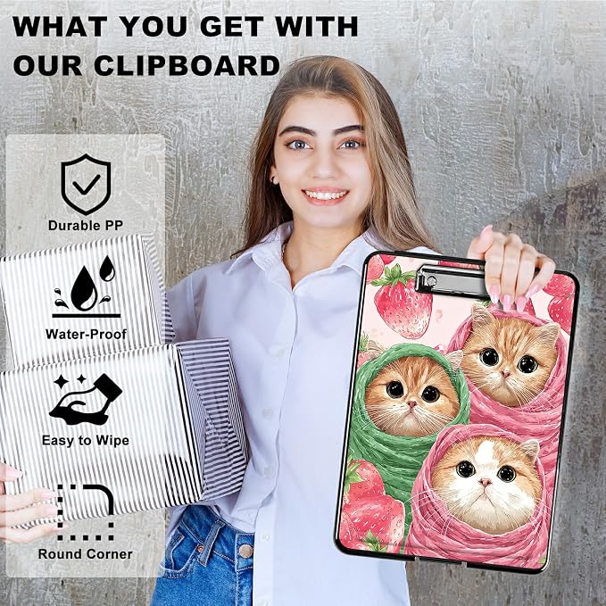 Heavy Duty Storage Clipboard, Slim Nursing Clipboard with Internal Pen Case, Portable File Organizer Case for A4 Letter Size Paper Office Medical Professionals, Moon Orange Mushroom
