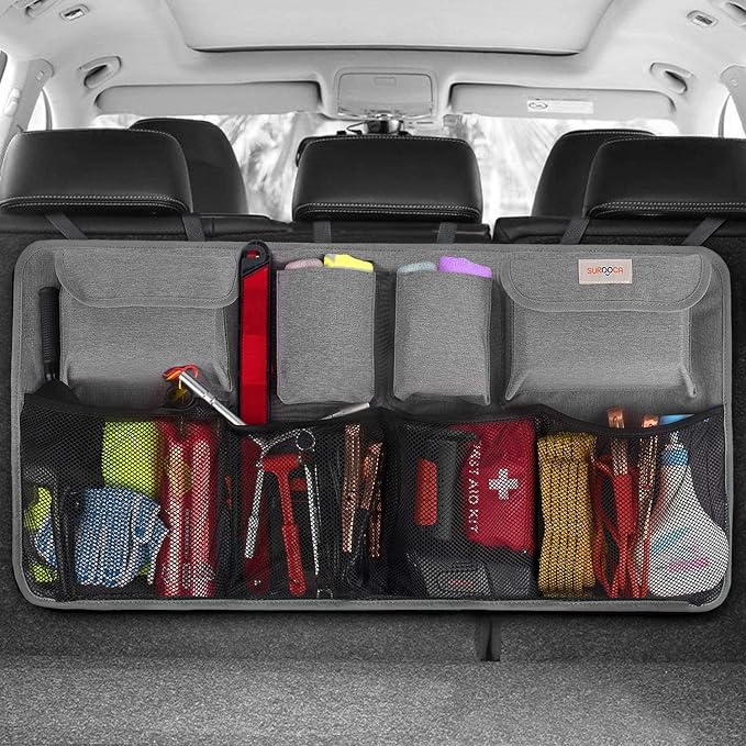 SURDOCA Car Trunk Organizer, LARGE CAPACITY(43 x 19 in) Car Storage Bag with 8 Pockets, 7X Upgraded Trunk Storage Organizer for Car, SUV, Truck, MPV