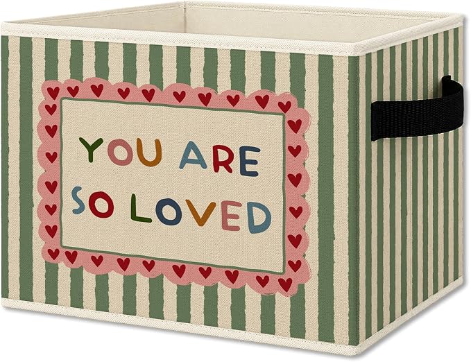 Inspirational Kids Nursery Cube Storage Bins with Handles, You Are So Loved Collapsible Fabric Storage Basket Boxes Books Clothes Organizer for Kids Boys Girls Room Bedroom Bathroom