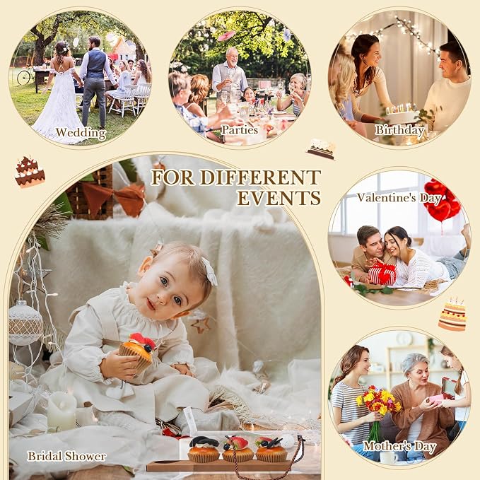 Thenshop 24 Pcs Mother's Day Cupcake Boxes Mother's Day Treat Boxes Clear Cupcake Box with Handle 4 Bakery Cake Box Rectangular Cake Containers for Donuts Pastries Best Mom Gift(Brown)