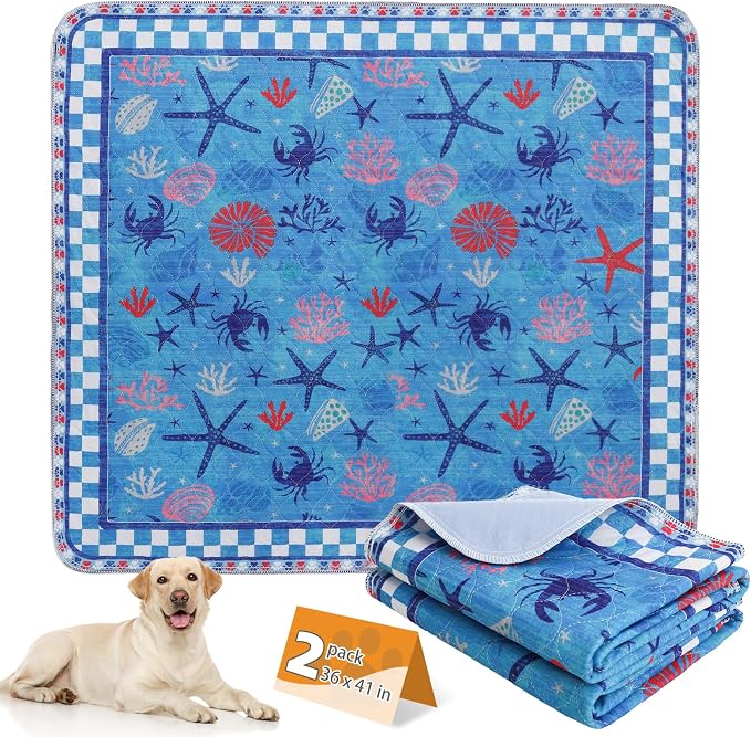 Summer Washable Pee Pads for Dogs, 2 Pack Super Absorbent Reusable Puppy Training Pads Waterproof, Nonslip & Leak-Proof Dog Pee Pads,Large Pet Mats Whelping Pads for Floor,Crate,Couch,36"x41"