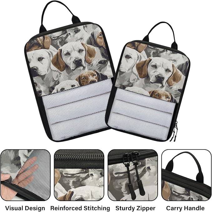 Dogs Animal 6 Set Compression Packing Cubes | Cute Puppy Pets Travel Accessories Expandable Packing Organizers Space Saver Bags for Organizing Clothes
