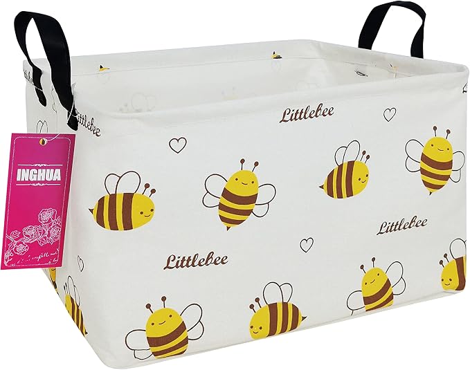 Rectangular Bee Storage Basket Gift Bag | Gifts Bag for Toys,Books,Clothes,Gifts,Pets-Perfect for Home,Office,Nursery,Dorm,Shelf
