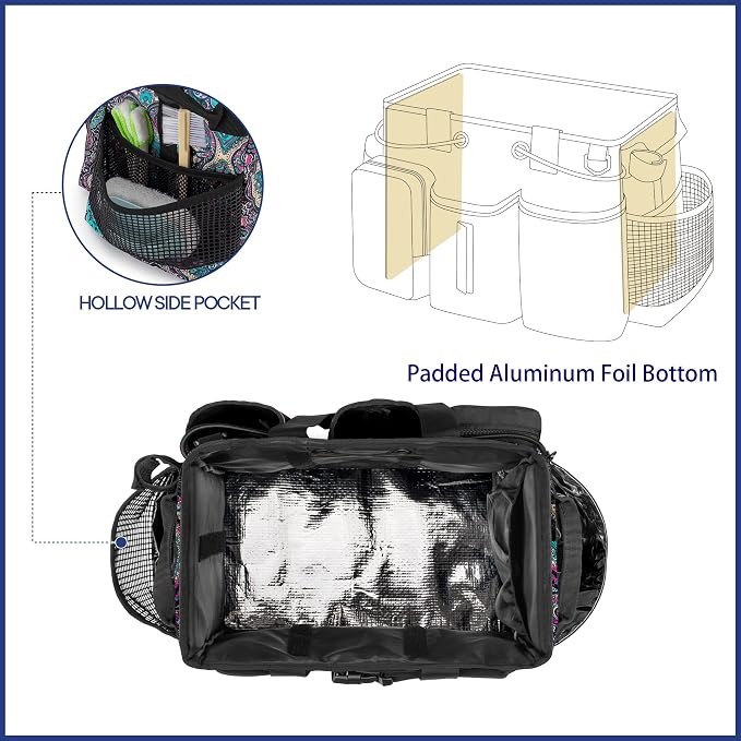 LoDrid Large Professional Cleaning Caddy with Detachable Divider, Totem | Cleaning Supply Organizer with Handle and Shoulder Strap for Housekeepers & Cleaners