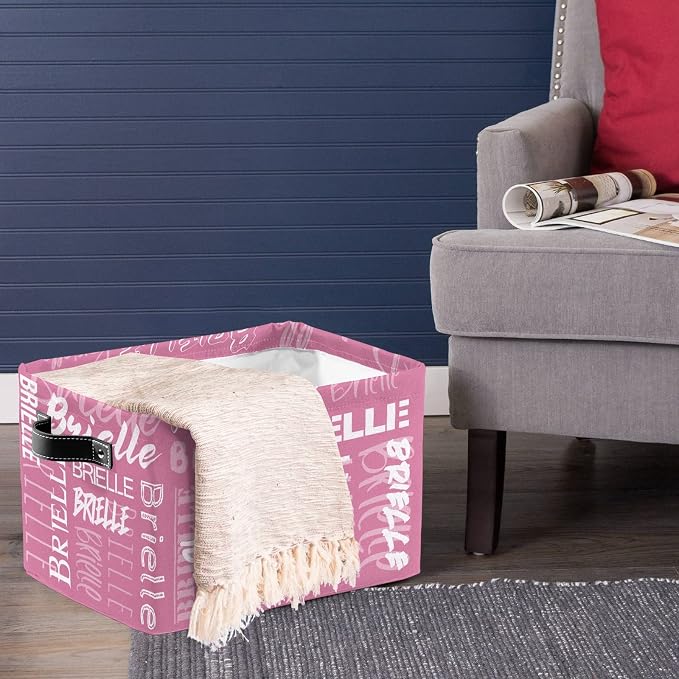 Personalized Storage Bins with Name Custom Kids Storage Basket Cubes Organizer with Handles for Organizing Boys and Girls Toys Shelf Closet Nursery Baskets Boxes, 1 Pack