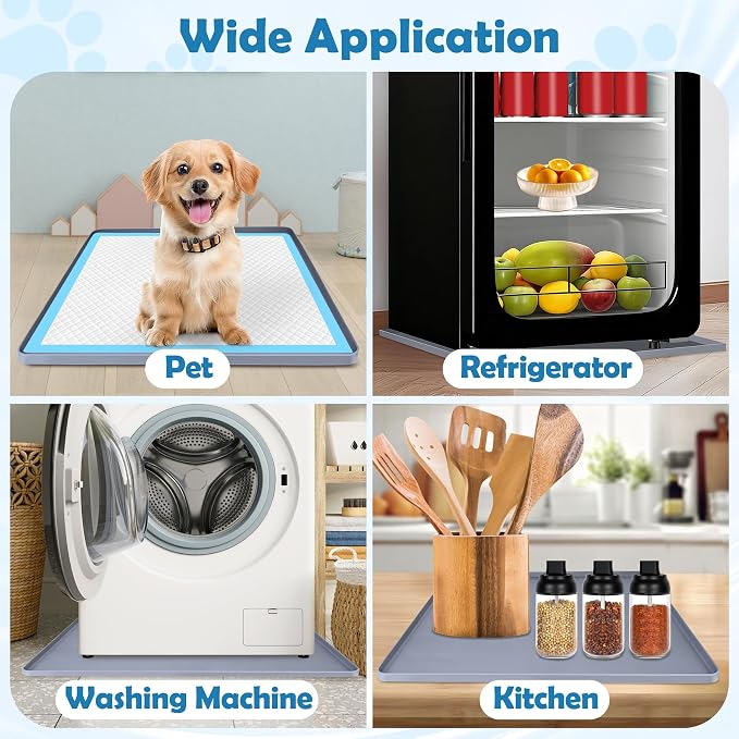 Dog Pee Pad Holder, Dog Potty Tray Silicone Puppy Pad Holder Tray Fits for 27" x 27" Training Pads, Puppy Potty Tray With 4 Clamps No Spill Raised Lip High Edge for Floor Protection (Dark Grey)