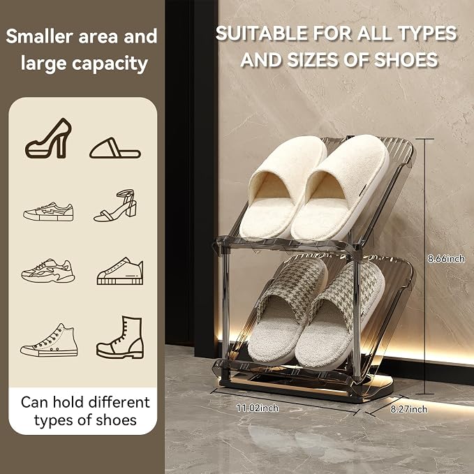 YYW Transparently Narrow Shoe Rack, Vertical Shoe Rack for Entryway Corner | Small Shoe Storage Organizer, Save Space Slim Shoe Shelf for Front Door Entrance, Easy To Assemble, PET Material
