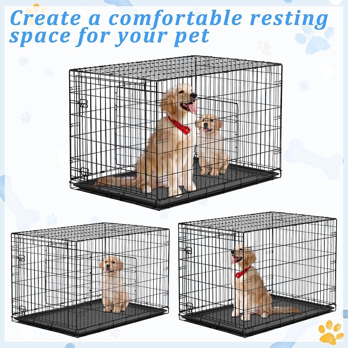 4PCS Dog Crate Divider Panel with Ties 13.7 x 13.7 Inch Adjustable Metal Pet Kennel Divider Adjustable Width up to 27''(Dog Crate NOT Included)