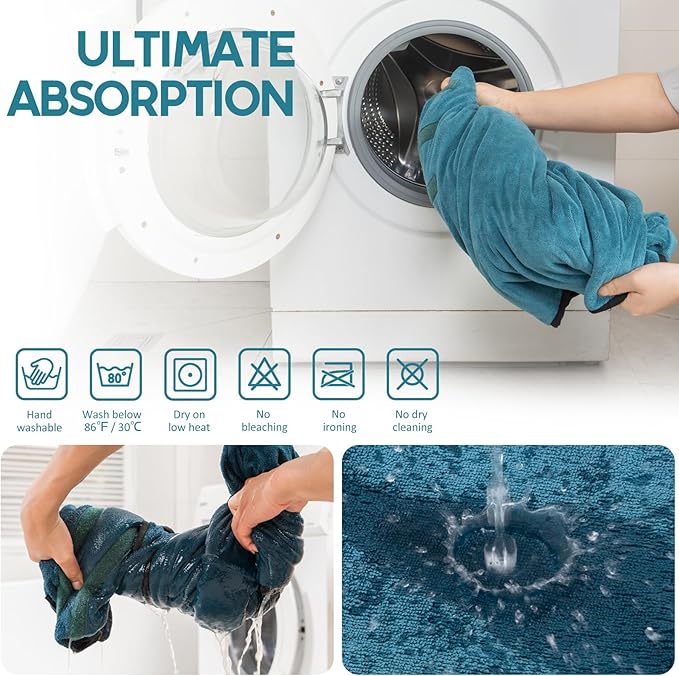 Avont Dog Bathrobe - Super Absorbent Pet Drying Towel Bath Robes After Bath Shower Swim Wet Walk for Puppies -Blue(L)