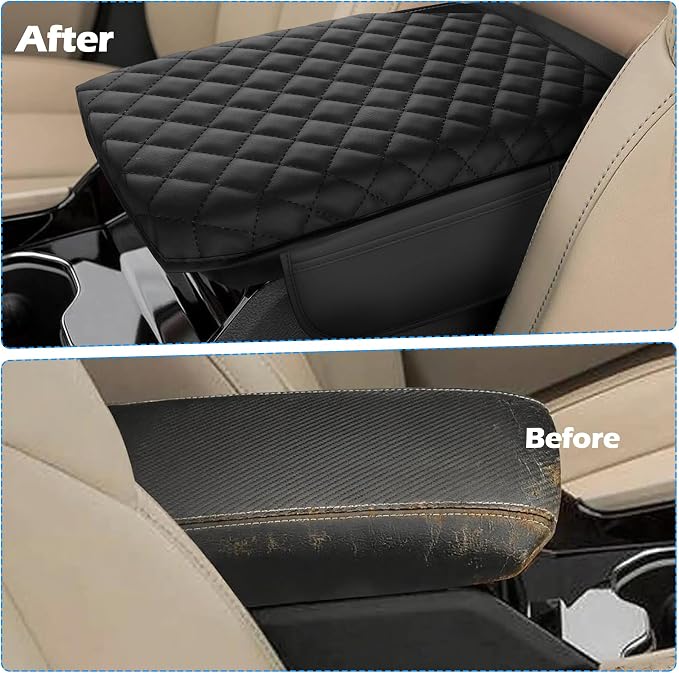 Center Console Cover for Jeep Grand Cherokee L 2021-2025 2026 Accessories Armrest Cushion Cover Nappa Leather Middle Console Covers for Grand Cherokee L Console Cushion Pad Anti-Scratch