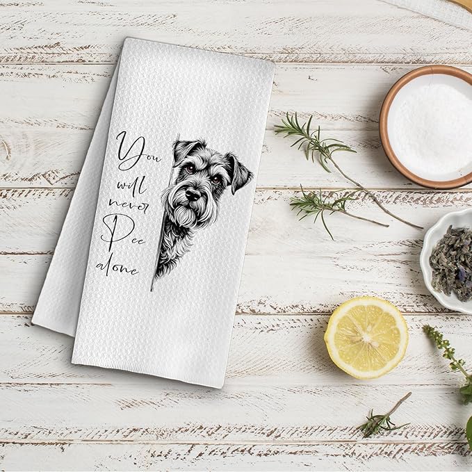 Schnauzer Gifts Bathroom Hand Towels, Gifts for Schnauzer Lovers, You Will Never Pee Alone Dog Decorative Hand Towels for Bathroom Washroom Restroom, 16x24 Inch