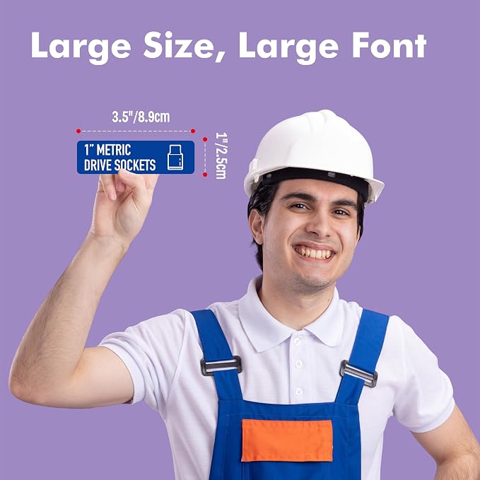 90 PCS Magnetic Toolbox Labels, 82 Pre-Printed & 8 Blanks Large Size Tool Chest Organizer Labels Strong Magnetic & Easy to Read Printing Fits All Brands of Steel Tool Box Drawers (Blue, 3.5” x 1”)