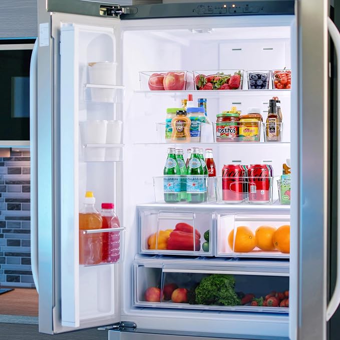 Sorbus Fridge Organizers and Storage, Clear Bins (15 Pack) | Handles support easy access and transport for pantry shelves, freezers, drawers and medicine-cabinet organization.