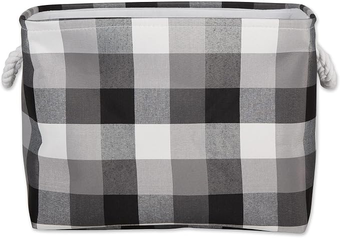 DII Buffalo Check Storage Bin, Medium Rectangle, 16x10x12, Tri Color Black