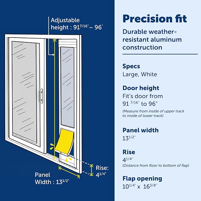 PetSafe Sliding Glass Pet Door, 1 Piece, Large Dogs to 100 lb, White