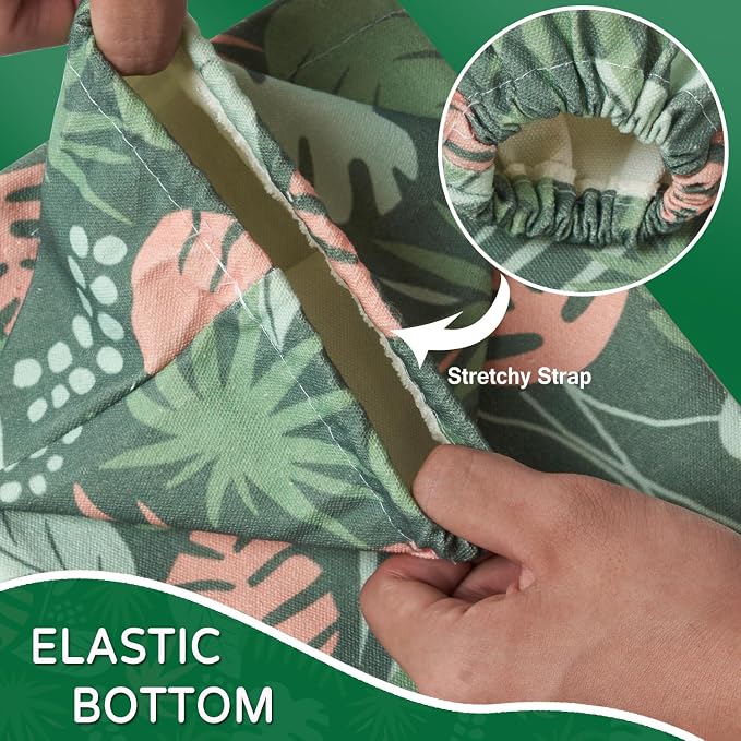 Plastic Bag Holder, Reusable Grocery Bag Holder for Plastic Bags Groceries Store, Flower Canvas Trash Plastic Bag Organizer Storage Holders for Home Kitchen Pantry Decor (Green Seaweed)