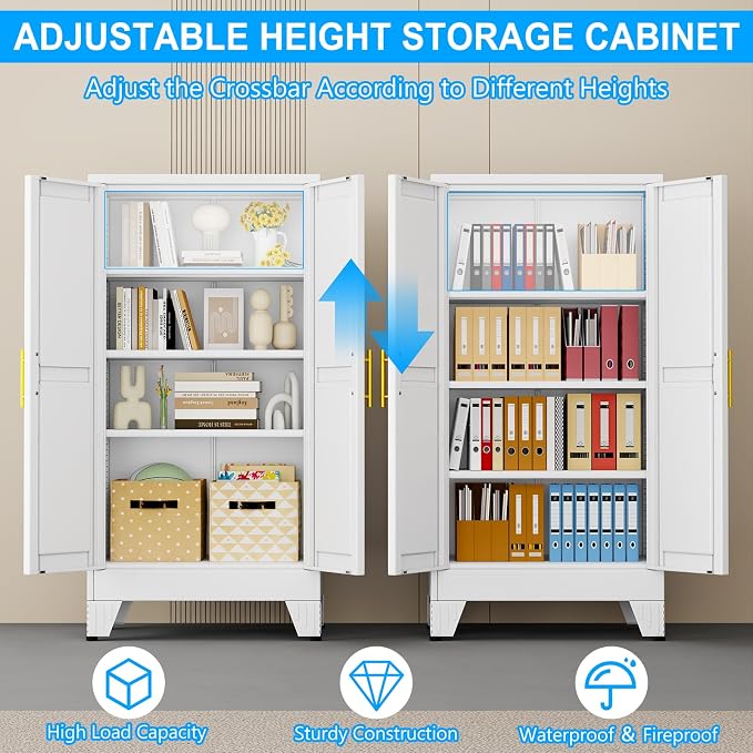 pozdeg 47.25" White Heavy Duty Metal Garage Storage Cabinet