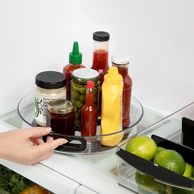 Progressive ProKeeper+ Pantry & Refrigerator Storage Containers – Modular Bins and Organizers (High-Wall Turntable, 11.8"L x 11.8"W x 2.5"H)